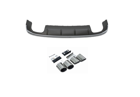 AUDI A3 2013-2016 SEDAN IÇIN UYUMLU S3 DİFÜZÖR VE EGZOZ SETİ (NORMAL TAMPON İÇİN)